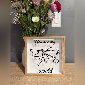 Custom World Map Ticket Memory Box Frame, You are My World Custom Ticket Frame